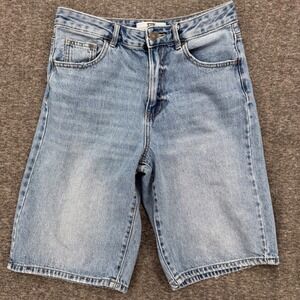 Stradivarius STR Teen Light Wash Denim Bermuda Jorts Shorts Women USA 4 Size 36
